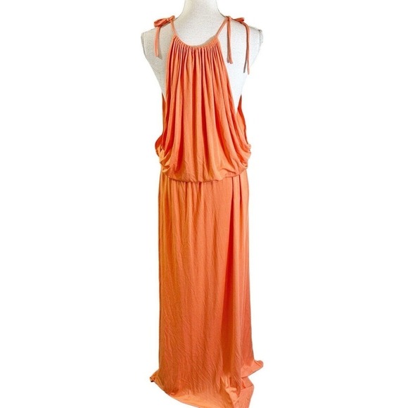 Melissa Odabash Womens Sanella Maxi Dress Gold Embellish Neck Cruise Resortwear - Picture 2 of 7